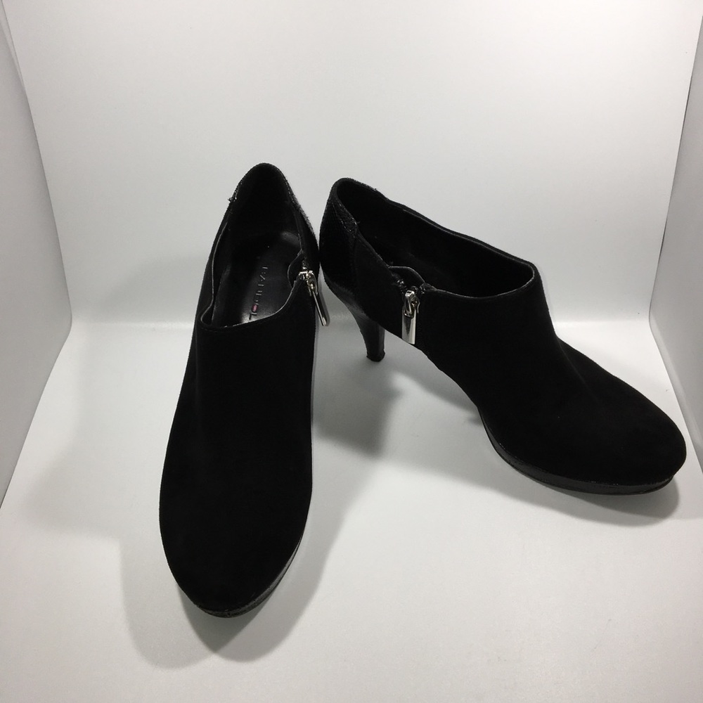 Bandolino Faux Suede Patent Leather Booties sz 6.5